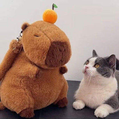Mochila Peluche Capibara Con Adorno