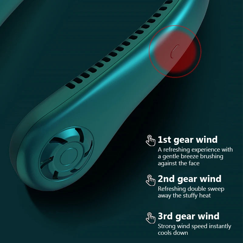 Ventilador de Cuello Portátil MINI Eléctrico Silencioso Recargable USB Sin Aspas Aire Acondicionado Móvil