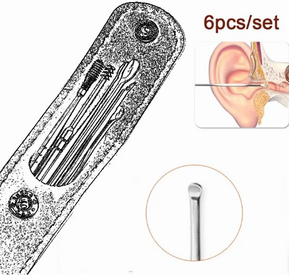 Set Limpiador Oído Acero Inoxidable 6Pza