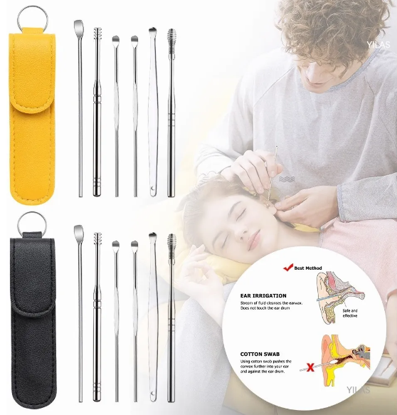 Set Limpiador Oído Acero Inoxidable 6Pza