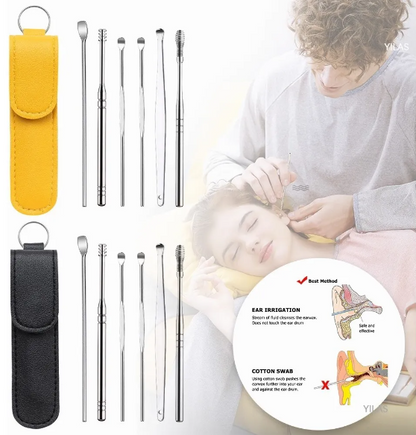 Set Limpiador Oído Acero Inoxidable 6Pza