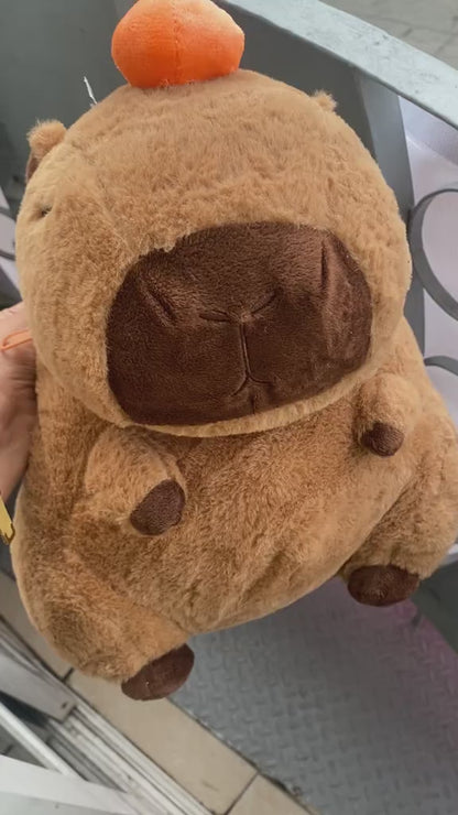 Mochila Peluche Capibara Con Adorno